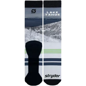 Lake Tahoe Snow Blue Stripe Socks