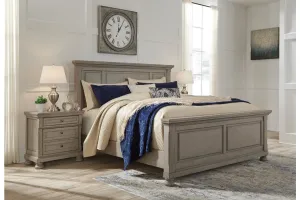 Lettner King Panel Bed with Dresser Mirror and Nightstand