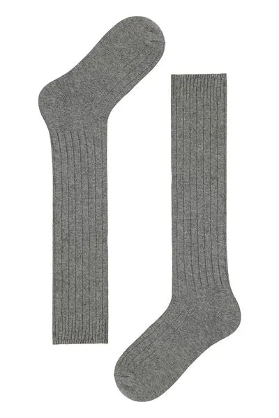 Long Ribbed Socks with Wool and Cashmere
