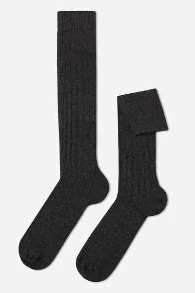 Long Ribbed Socks with Wool and Cashmere
