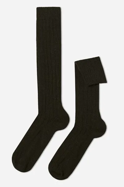 Long Ribbed Socks with Wool and Cashmere