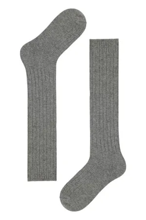 Long Ribbed Socks with Wool and Cashmere