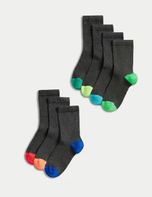 Marks & Spencer 7 pair cotton school socks, gray mix