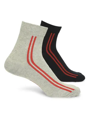 Men Premium Navy & Grey Melange Ankle Length Socks - Pack Of 2- Underjeans By Spykar