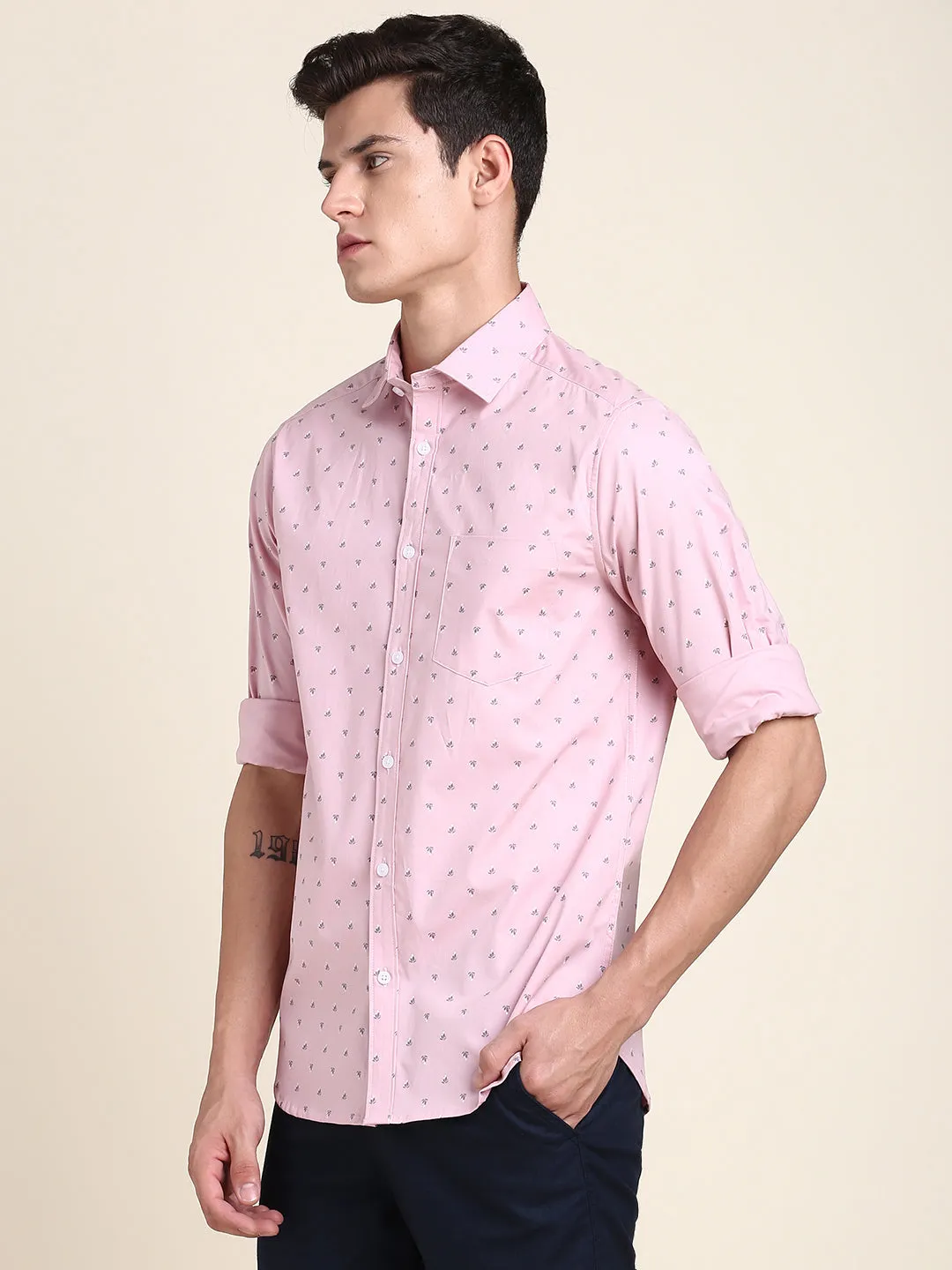 Men's Comfortable And Stylish Beige  Casual Shirt