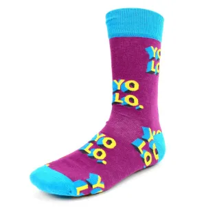 Men's Novelty Crew Socks - YOLO - You Only Live Once - Purple