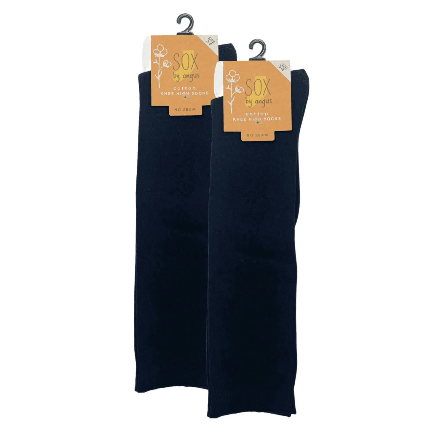 NO SEAM - Knee High Cotton Socks - Black