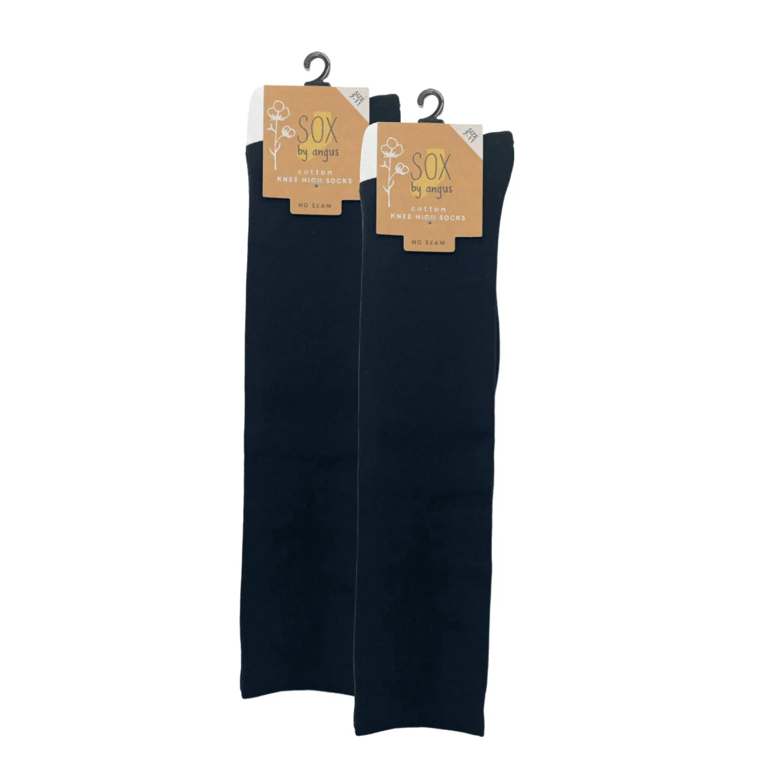 NO SEAM - Knee High Cotton Socks - Black
