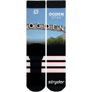 Ogden Utah Sign Blue Socks