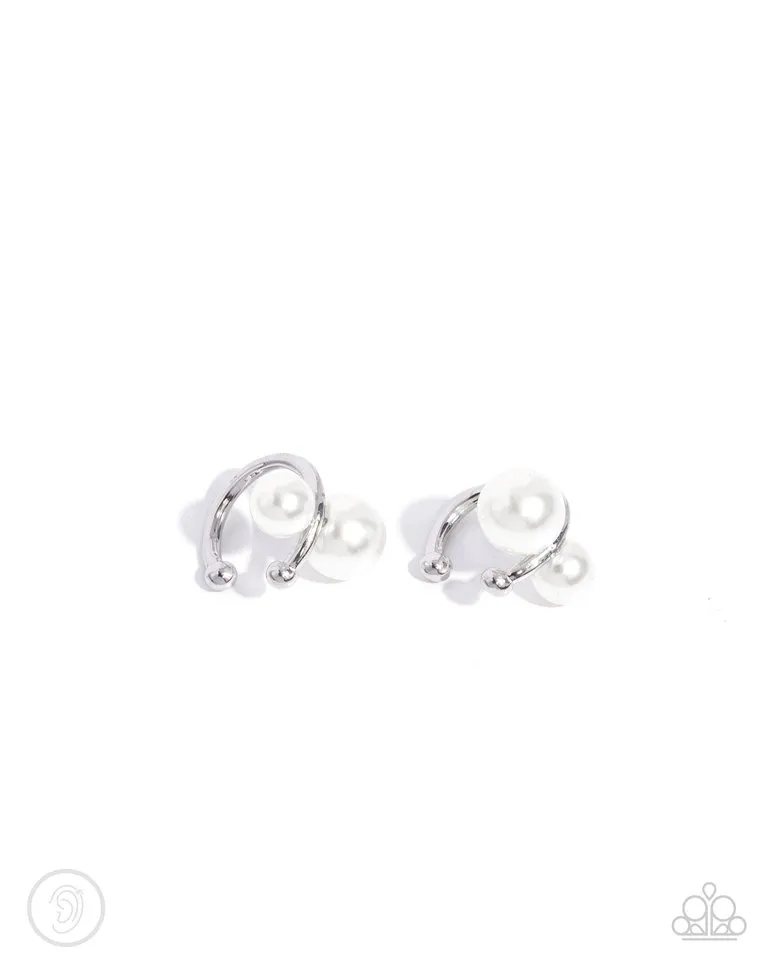 Paparazzi Earring ~ Elegant Emblem - White