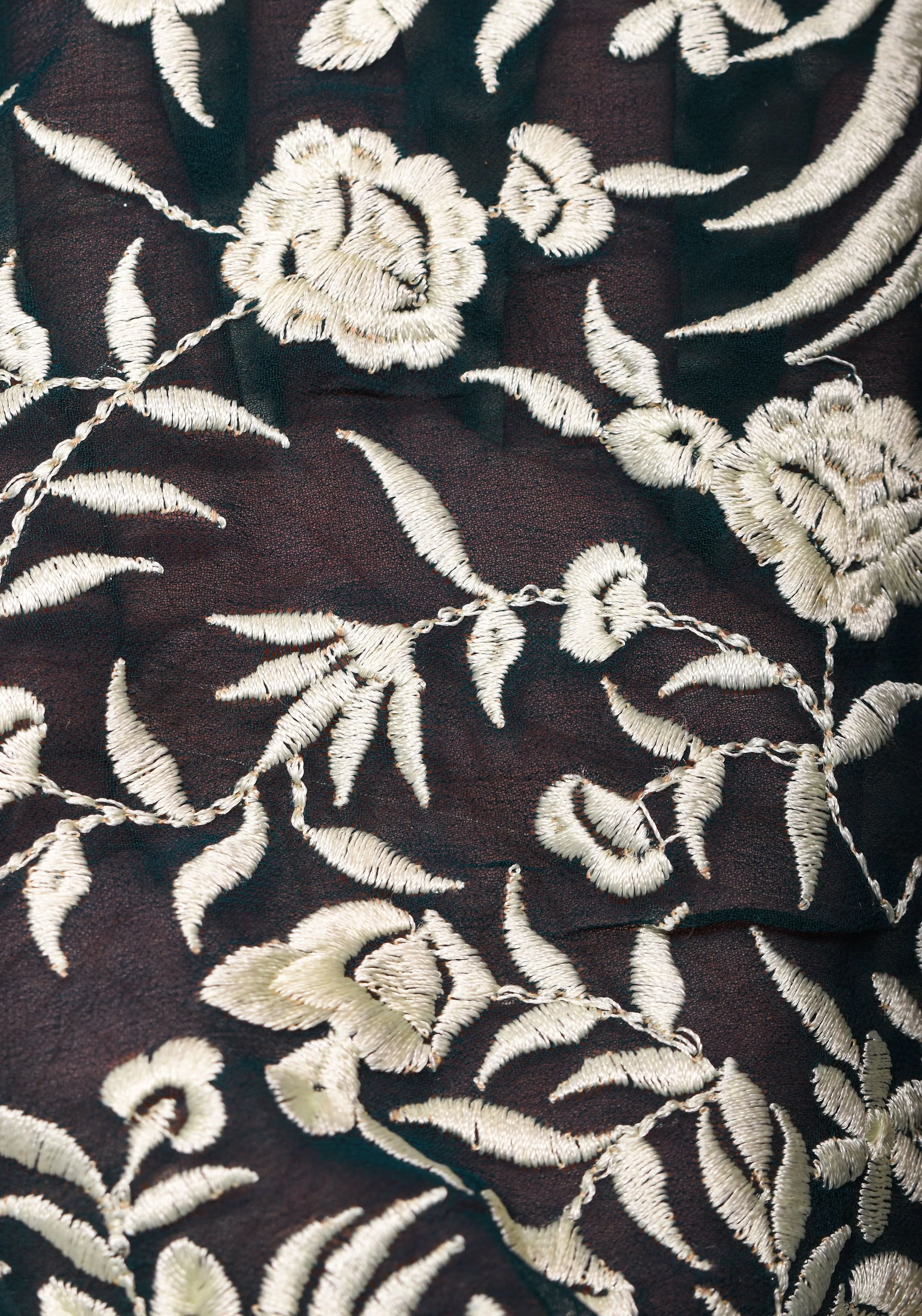 Parsi Gara Design Machine Embroidery on Deep Teal Georgette