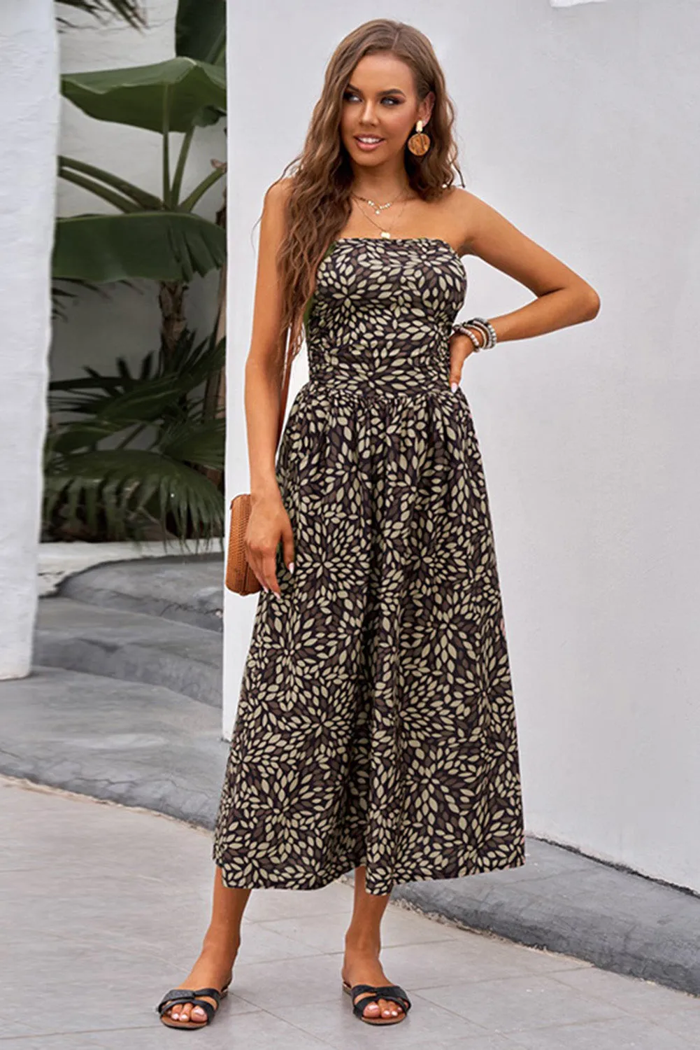 Plus Size Off-the-shoulder Floral Print Maxi Dress