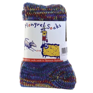 Pure Merino Wool Mongrel Socks Blue Multi