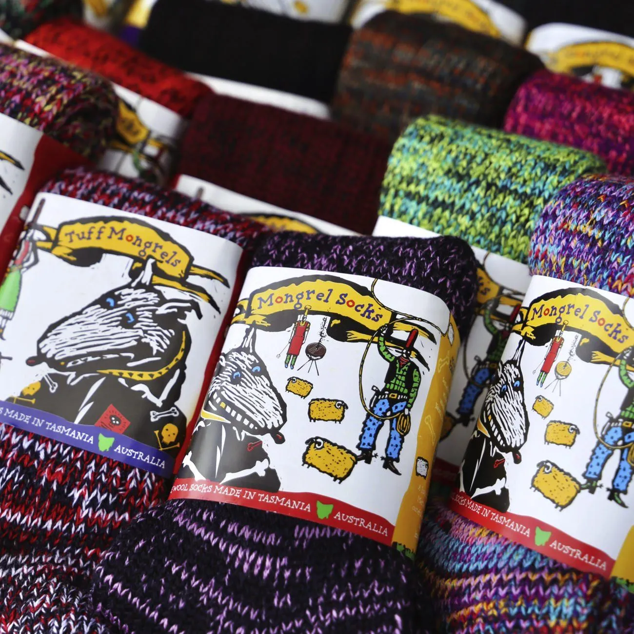 Pure Merino Wool Mongrel Socks Blue Multi