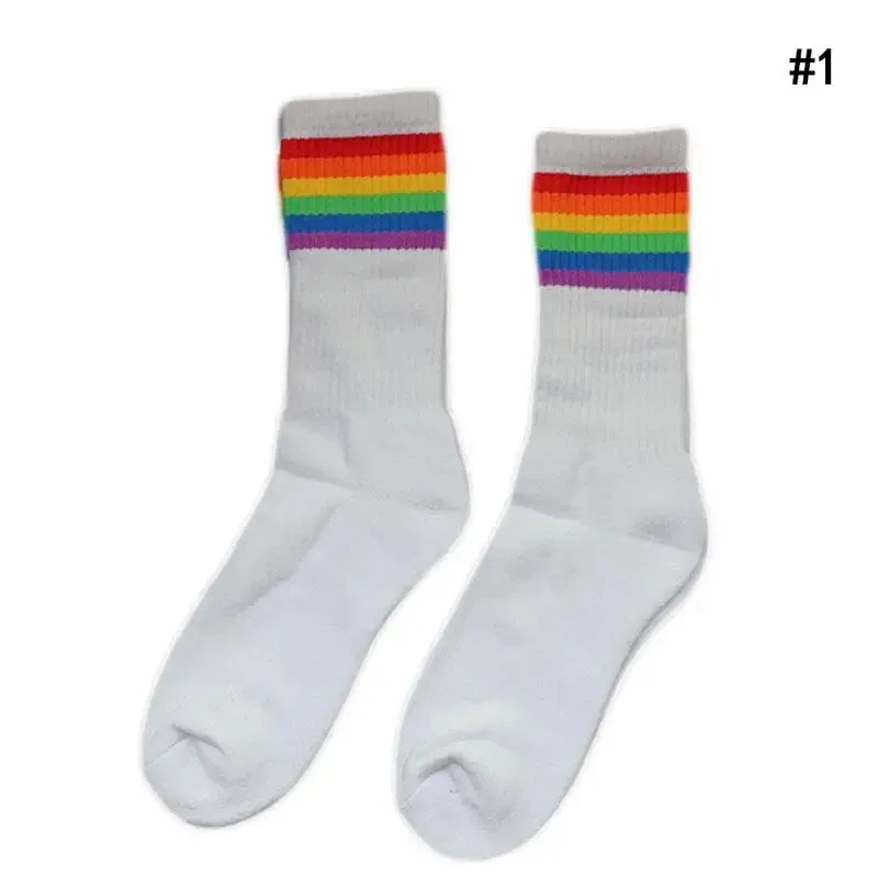 Rainbow Striped Cotton Socks