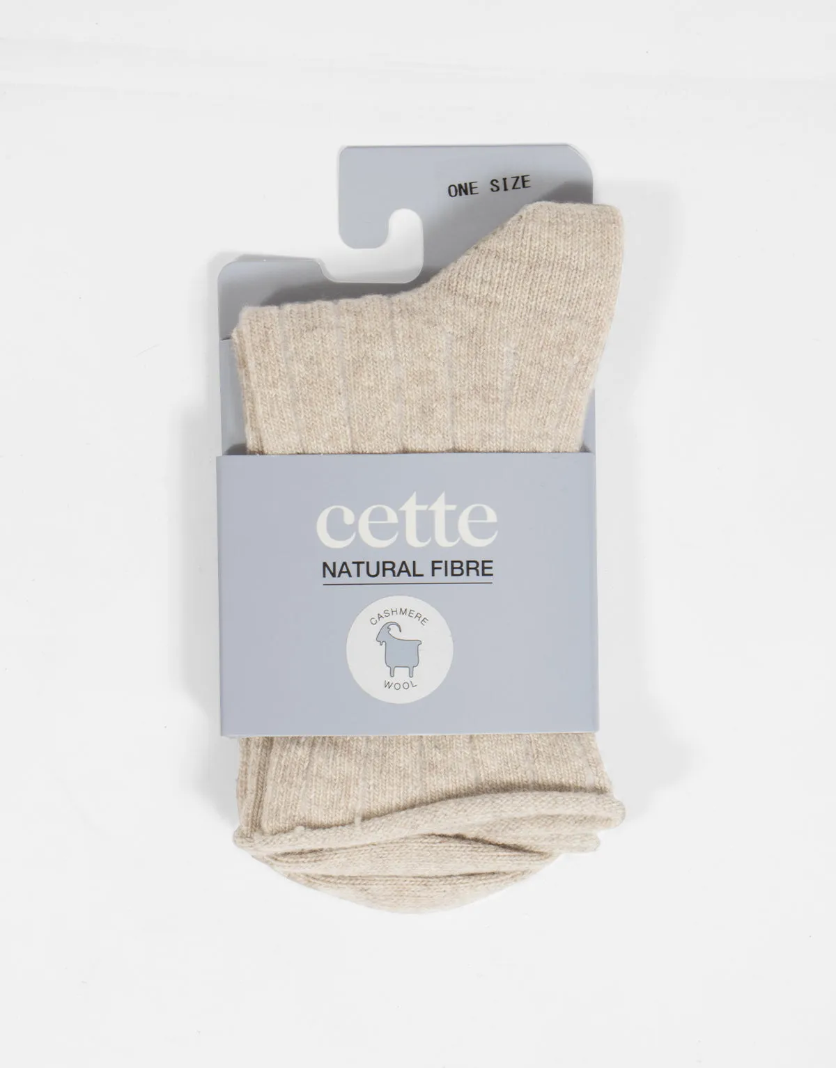 Ribbed Cashmere Blend Loose Top Socks - Black   Sand