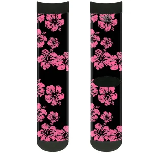 Sock Pair - Polyester - Hibiscus Weathered Black/Pink - CREW