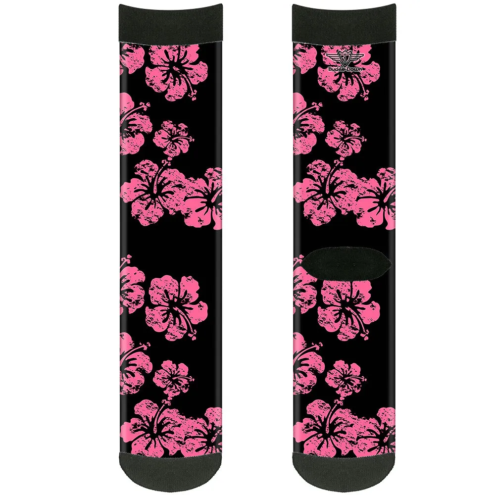 Sock Pair - Polyester - Hibiscus Weathered Black/Pink - CREW