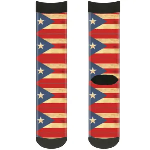 Sock Pair - Polyester - Puerto Rico Flag Continuous Vintage - CREW