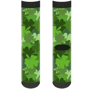 Sock Pair - Polyester - St. Pat's Stacked Shamrocks Greens - CREW