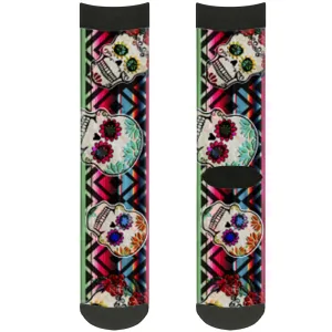 Sock Pair - Polyester - Sugar Skulls Zarape Multi Color - CREW