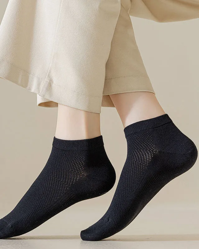 Sweetnana Multicolor Low Cut Socks No Show Socks Women's Solid Mesh Socks Breathable Cotton Socks