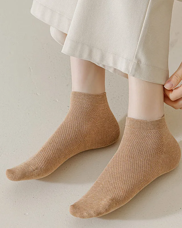 Sweetnana Multicolor Low Cut Socks No Show Socks Women's Solid Mesh Socks Breathable Cotton Socks