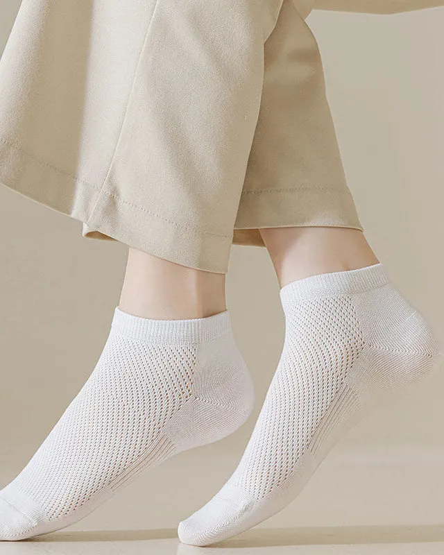 Sweetnana Multicolor Low Cut Socks No Show Socks Women's Solid Mesh Socks Breathable Cotton Socks