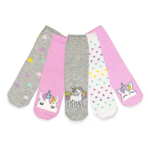 Unicorn Socks for Girls 5 Pack Cotton Socks Set Unicorn and Star Socks Pink Socks for School Socks Child Socks 5-11 Years Old Girl Gift