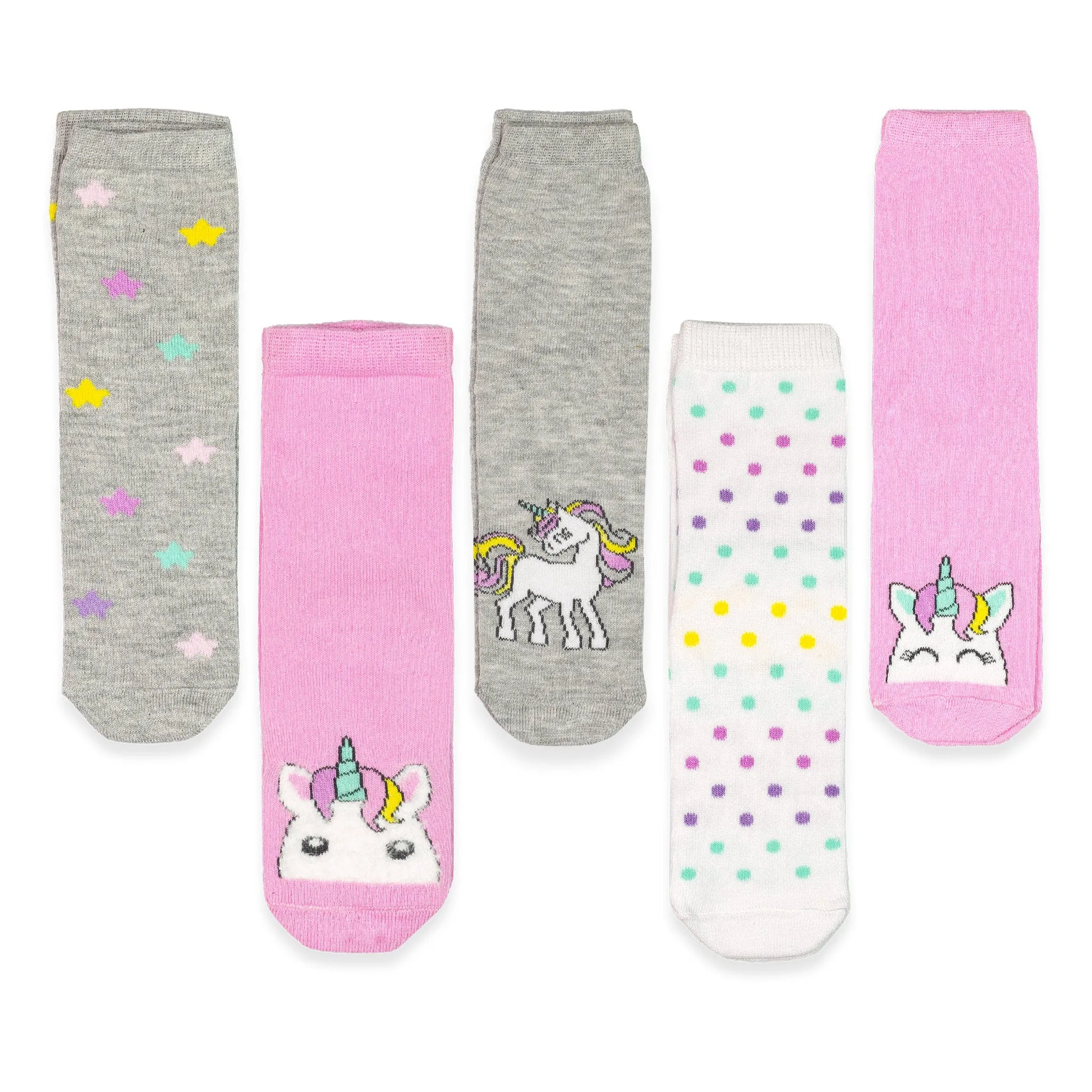 Unicorn Socks for Girls 5 Pack Cotton Socks Set Unicorn and Star Socks Pink Socks for School Socks Child Socks 5-11 Years Old Girl Gift