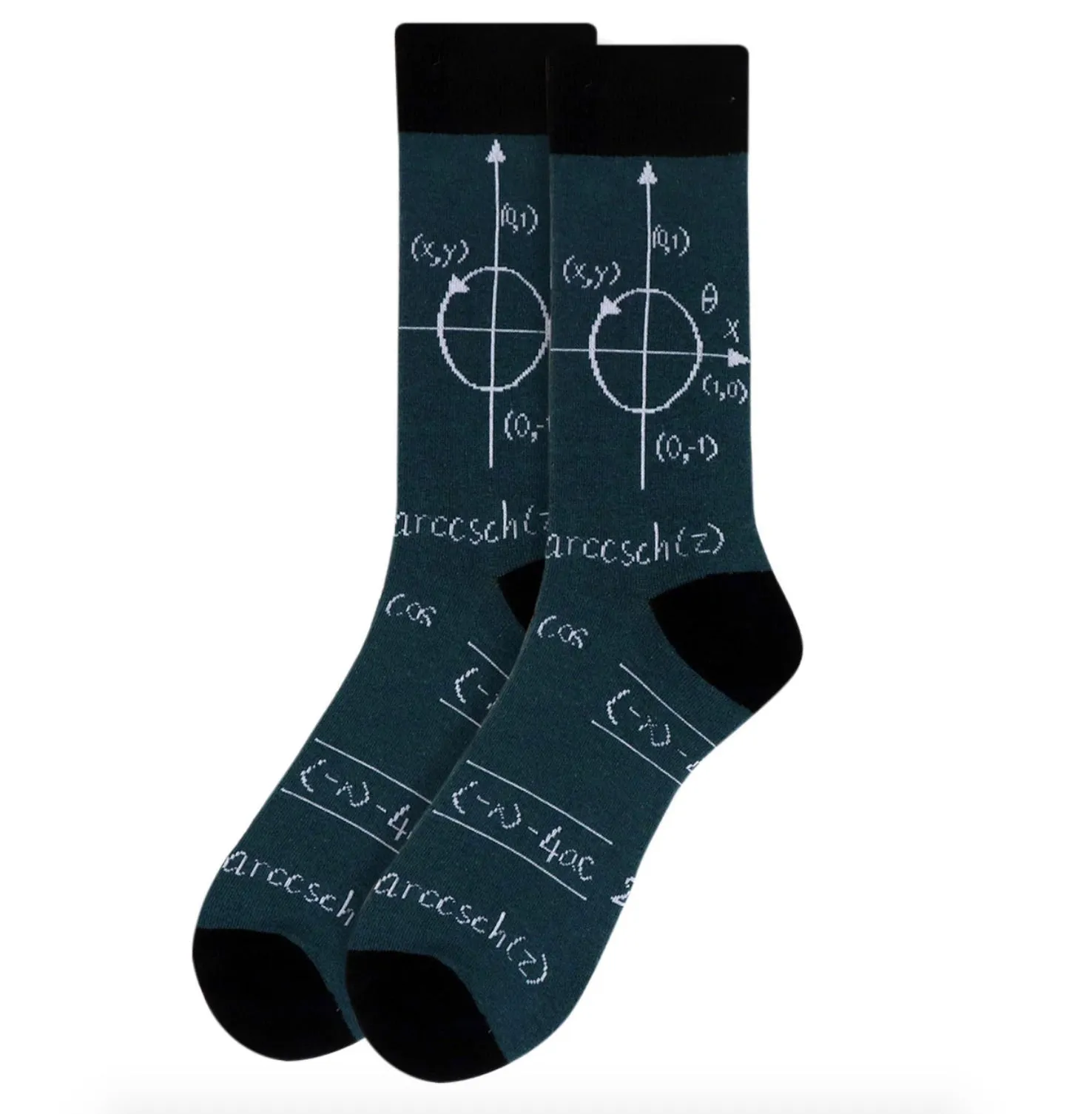 Urban-Peacock Men's Novelty Crew Socks - Mathematics - Green