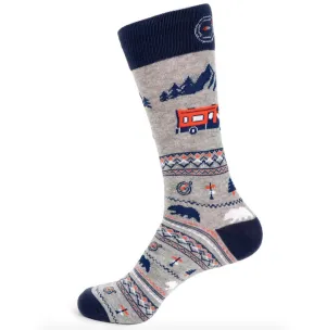Urban-Peacock Men's Novelty Crew Socks - RV Camping Road Trip - Grey