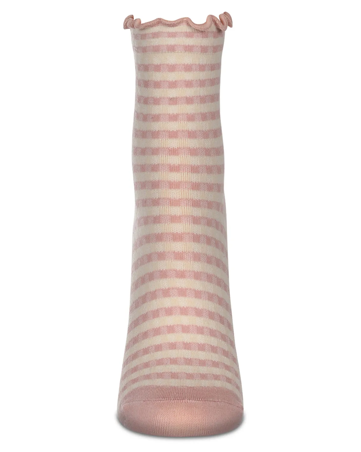 Women's Gingham Cotton Blend Ruffle Cuff Anklet Socks