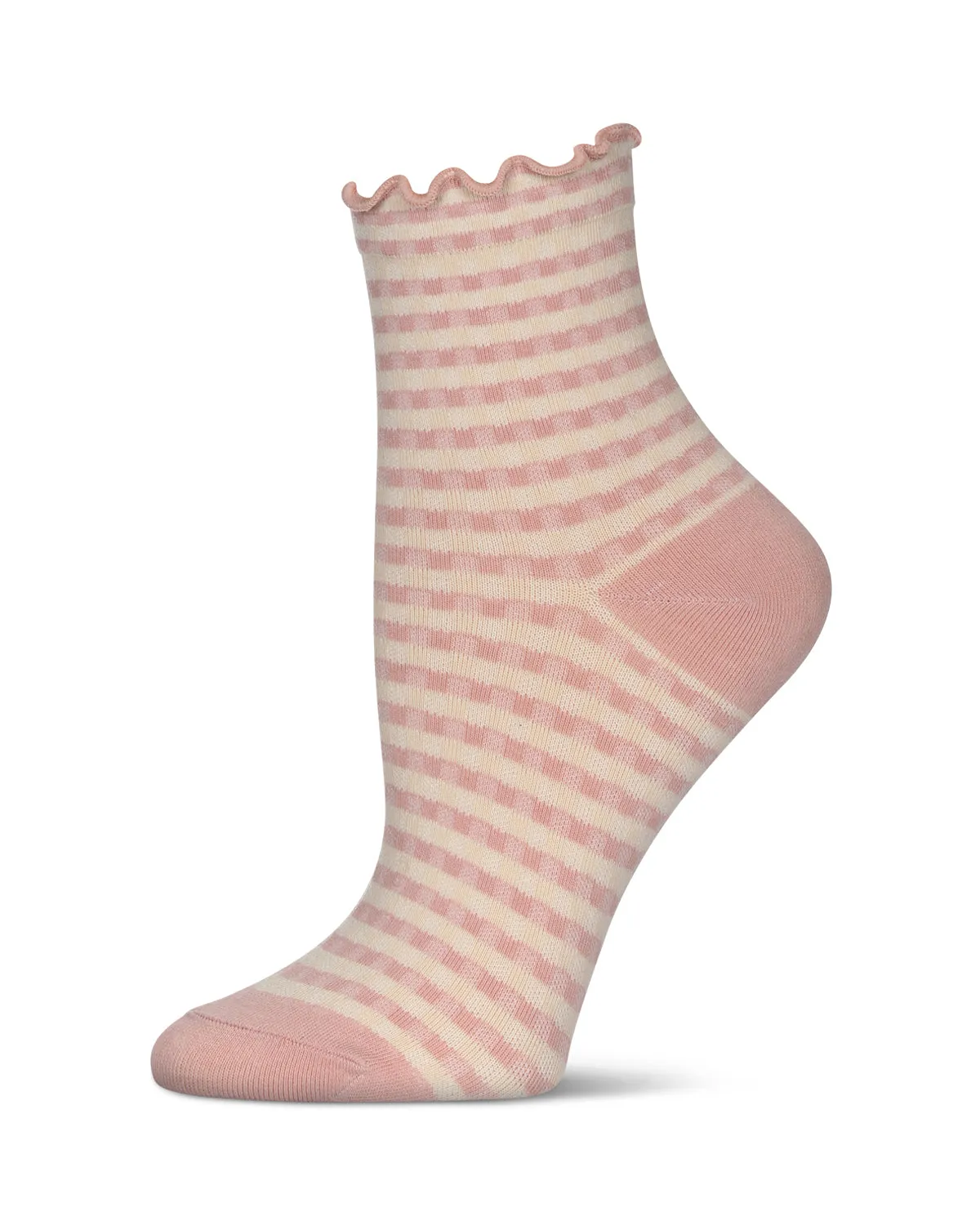 Women's Gingham Cotton Blend Ruffle Cuff Anklet Socks
